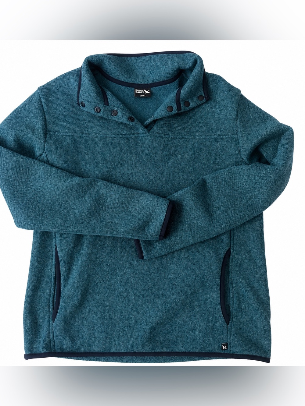 Eddie Bauer Women’s Teal Snap Neck Fleece Pullover Outdoor Gorpcore